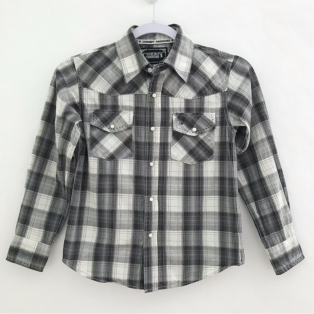 COWBOY HARDWARE Black Plaid Cowboy To The Core Button Up Shirt